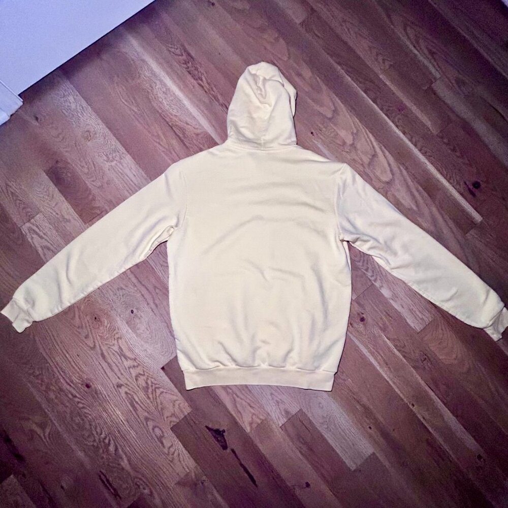 Adidas Essentials Fleece Hoodie Sweatshirt Yellow Men's size Medium - Picture 4 of 7